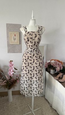Elenzga Nuevo vestido de mujer con cuello cuadrado, mangas cortas, estampado floral de malla, cintura fruncida y silueta evasé. Elegante para citas y vacaciones, con efecto de cintura ceñida y favorec