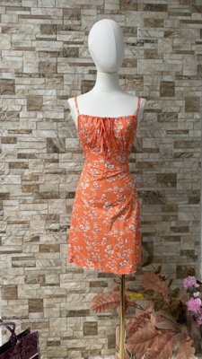 vestido floral casual naranja