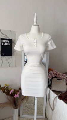 DAZY Vestido corto de mujer con cuello en V blanco y mangas cortas, vestido blanco para graduación de primavera/verano, vestido casual de mujer